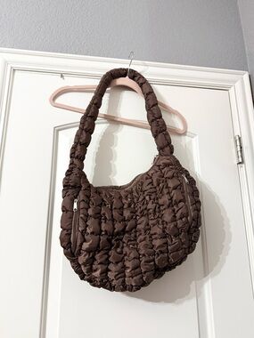 Quilted Brown Shoulder Bag - Soft Padded Hobo